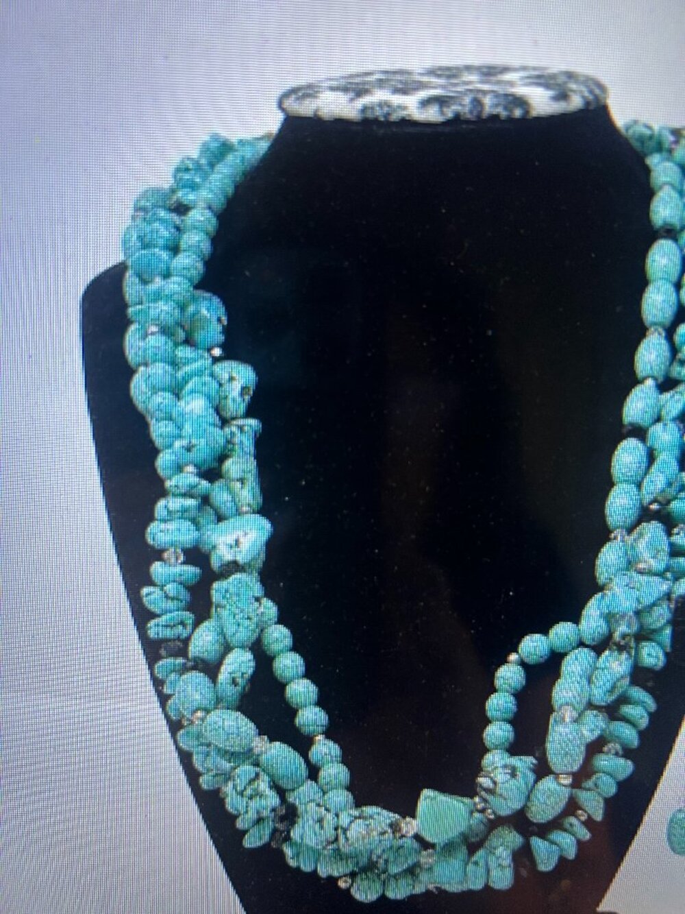 925 Sterling silver Chunky turquoise necklace, 11" long925 Sterling silver